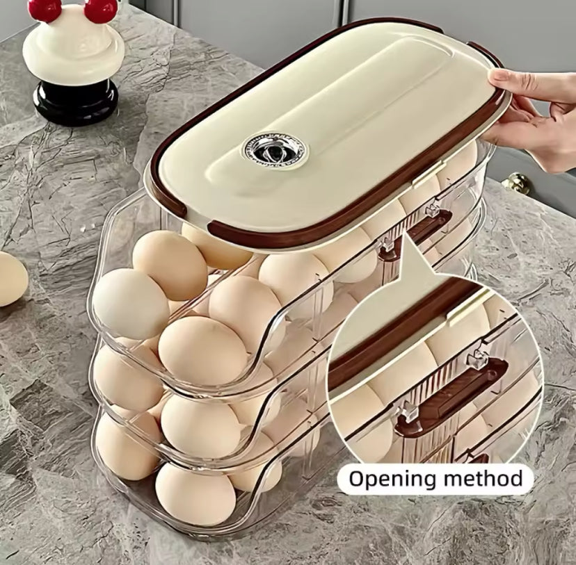 Transparent Automatic Rolling Egg Container, Refrigerator Egg Storage Box, Refrigerator Egg Shelf Transparent Automatic Rolling Egg Container, Refrigerator Egg Storage Box, Refrigerator Egg Shelf